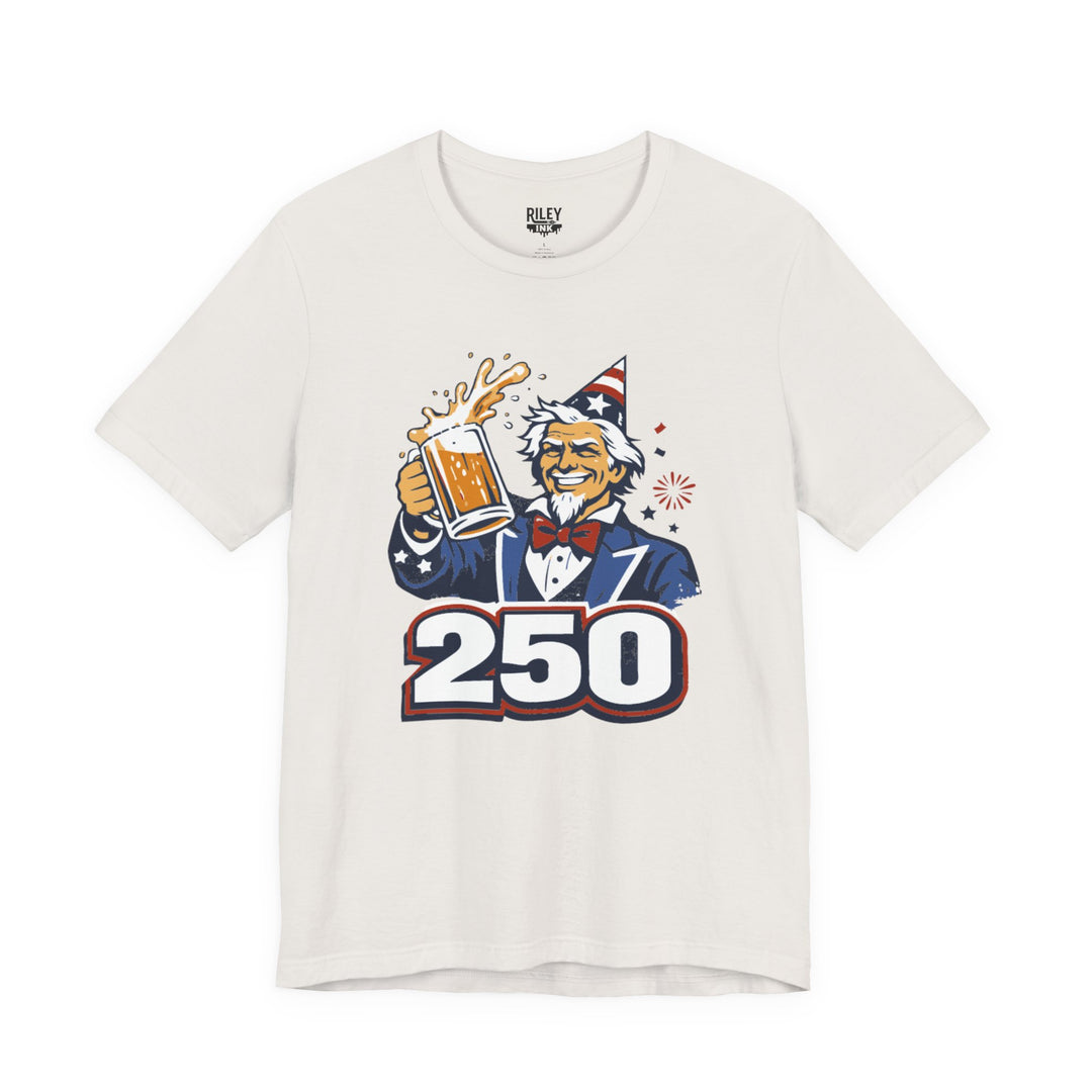 Uncle Sam 250th Birthday Cheers Tee in navy blue