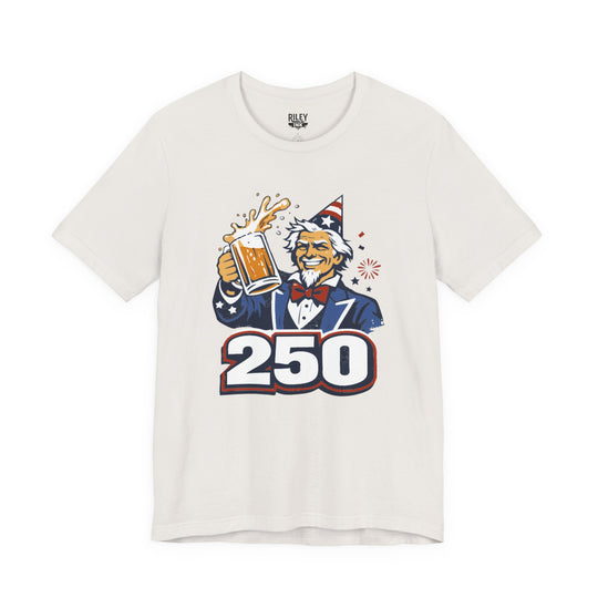 Uncle Sam 250th Birthday Cheers Tee in navy blue