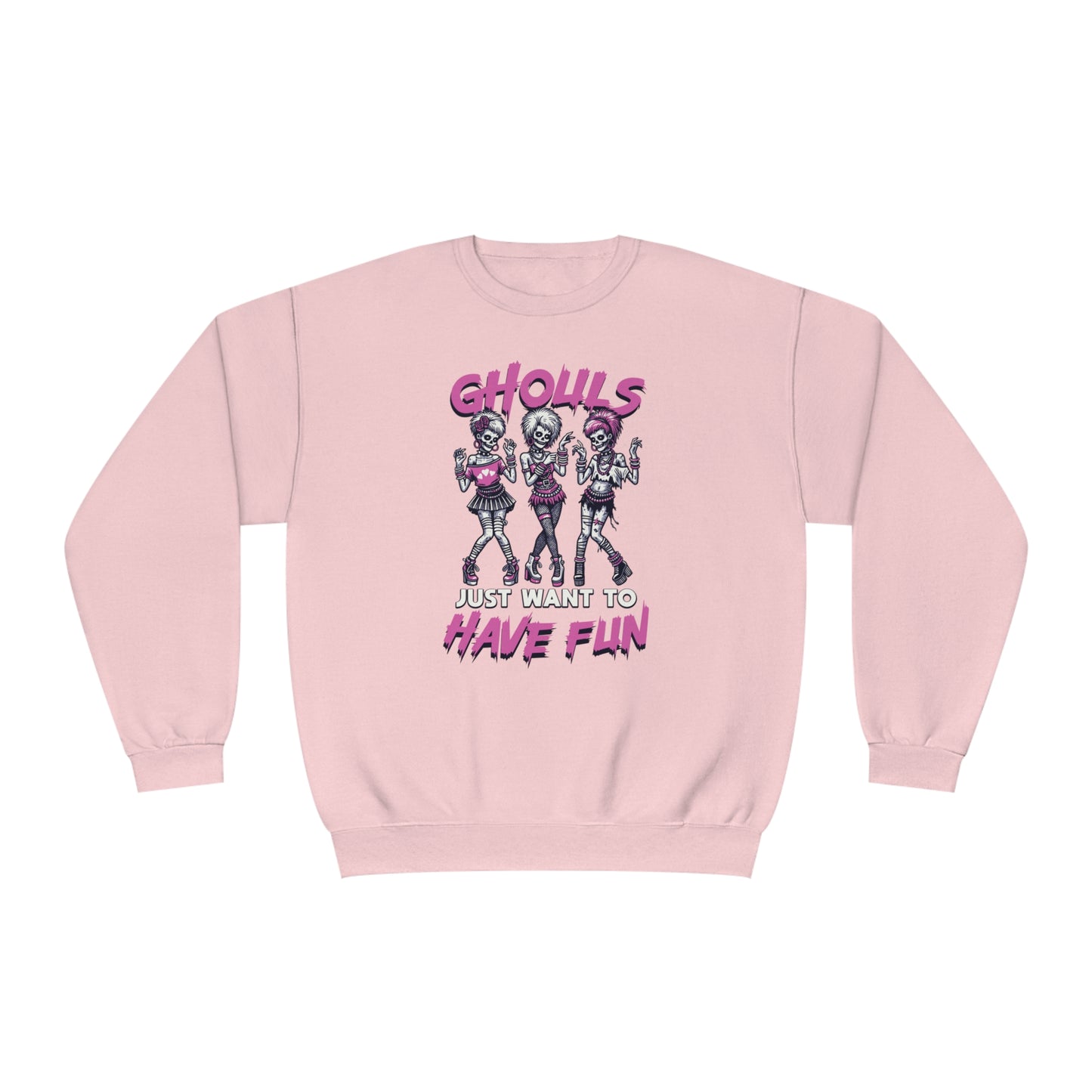 Ghouls Just Want To Have Fun - Funny Halloween Crewneck - 80s Club Dancing Ghouls Graphic - Humorous Spooky Sweatshirt - Playful Costume Top