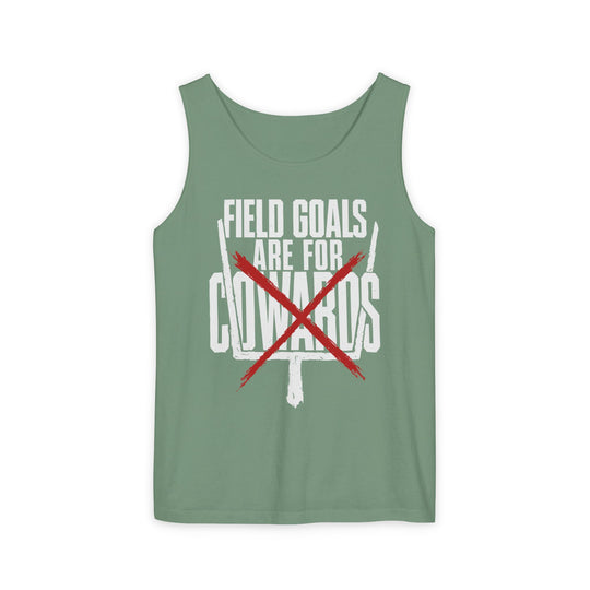 Front view of Field Goals are for Cowards Tank in black on model