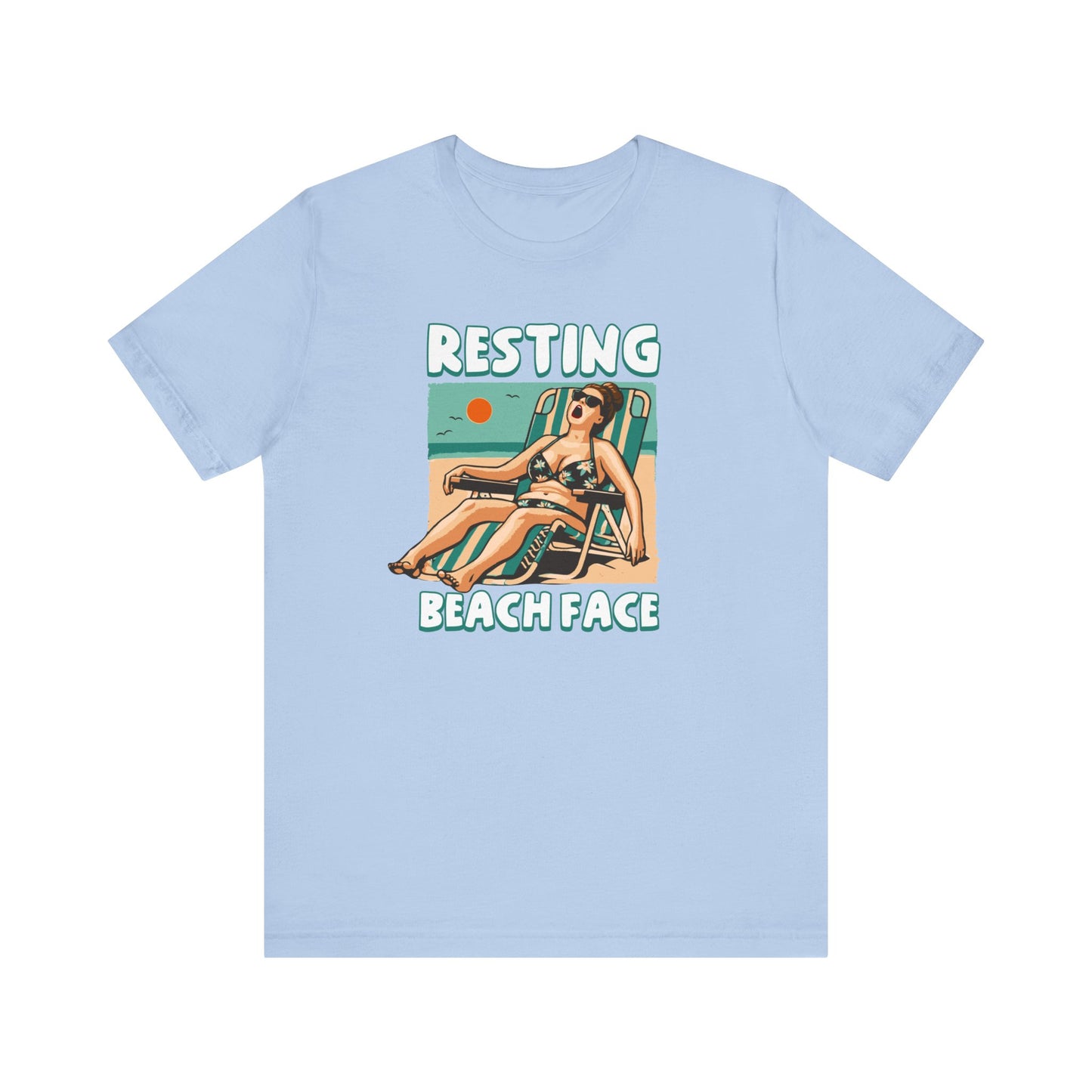 Resting Beach Face Funny T-Shirt - Funny Summer Beach Graphic Tee - Casual Vacation Shirt - Summer Joke Shirt