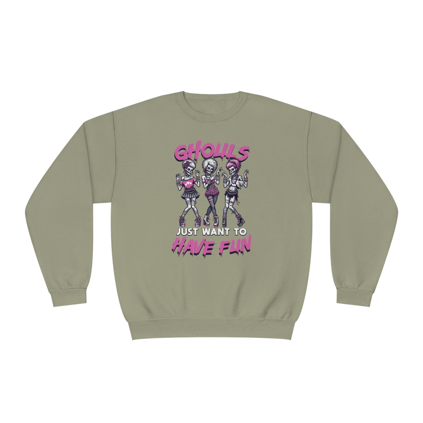 Ghouls Just Want To Have Fun - Funny Halloween Crewneck - 80s Club Dancing Ghouls Graphic - Humorous Spooky Sweatshirt - Playful Costume Top