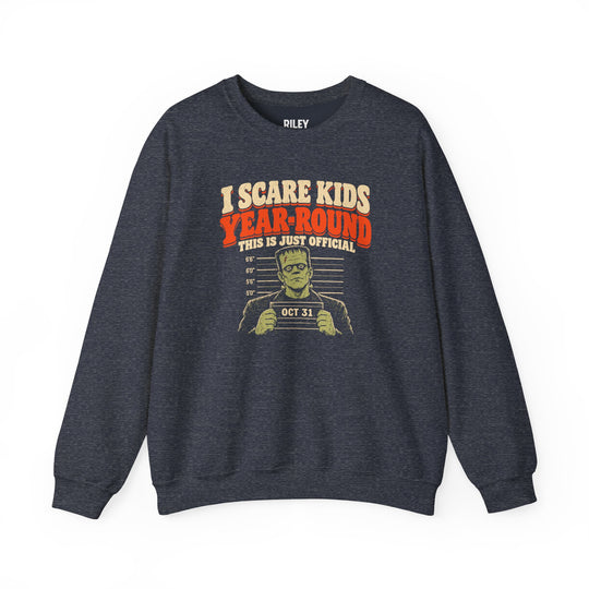 Front view of I Scare Kids Year Round Crewneck in burgundy