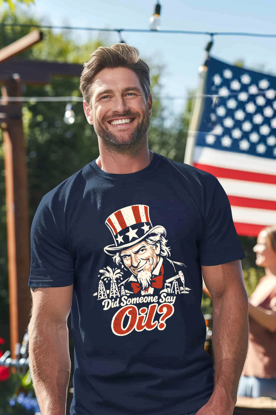 Did Someone Say Oil Tee lifestyle mockup shot