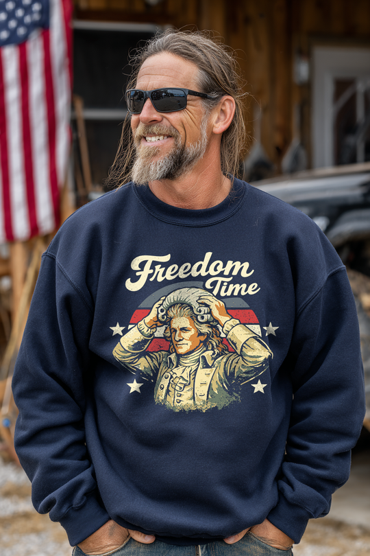 Freedom Time Crewneck lifestyle mockup