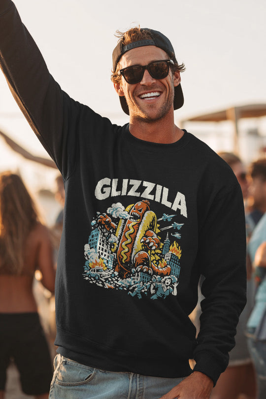 Glizzila Crewneck lifestyle mockup