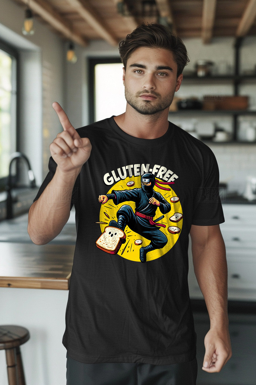 Gluten Free Funny T-Shirt - Gluten Ninja Graphic Tee - Funny Foodie Shirt