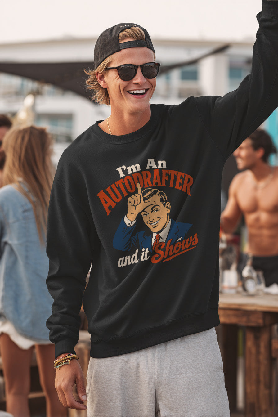 Lifestyle mockup of I'm an Autodrafter and It Shows Crewneck