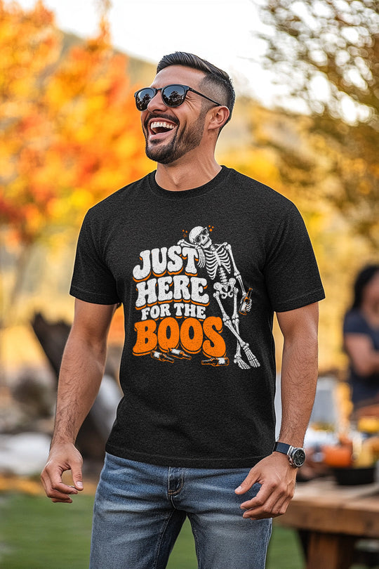 Just Here for the Boos Tee lifestyle mockup worn by model