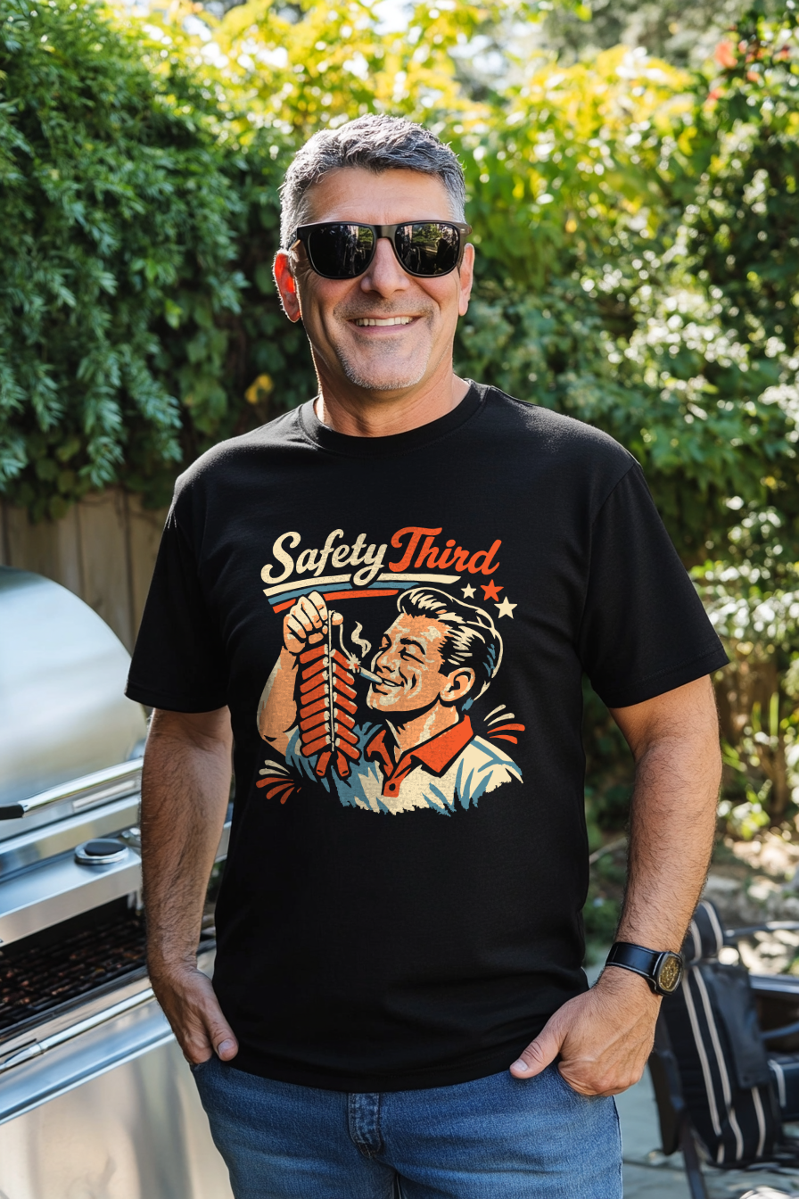 Safety Third Tee lifestyle mockup shot
