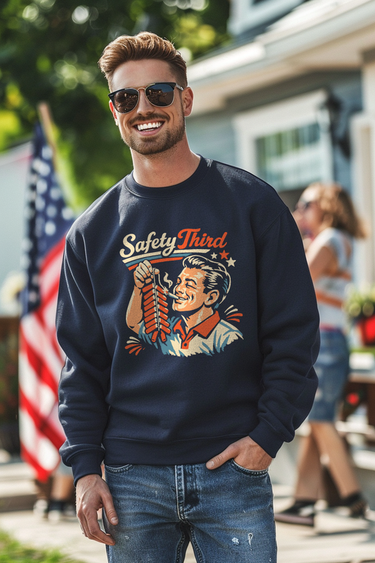 Safety Third Crewneck lifestyle mockup shot