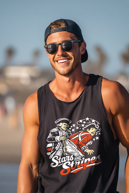 Stars and Stripes Wedgie Tank lifestyle mockup shot